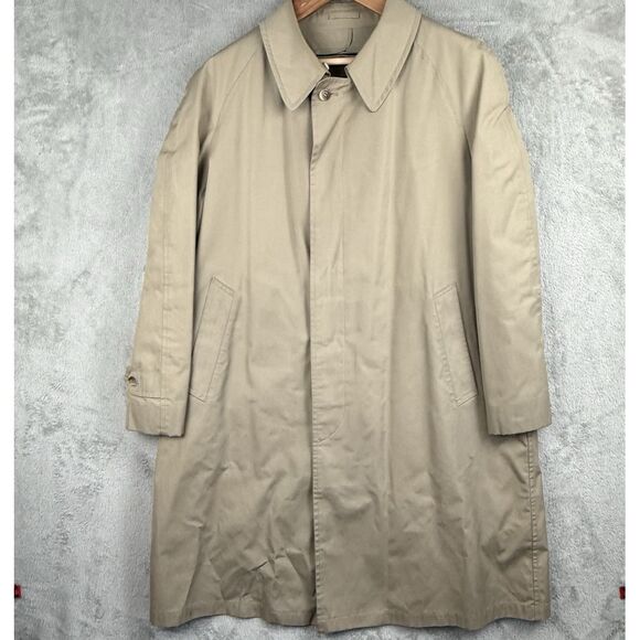 Vintage 70s London Fog Trench Coat Mens 44 R Tan Fleece Lining Old Money Castial - Picture 1 of 15